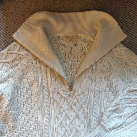 Sezane ✨ Wool Blend White Ivory Cable Knit Sweater Size Small - Picture 2 of 7